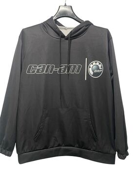 Can-Am Hoodie XXL 2XL Dark Gray Almost Black White Logo Unisex NWOT Pocket